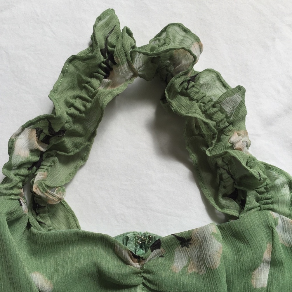 All in Favor Green Floral Print Dress - Picture 4 of 5